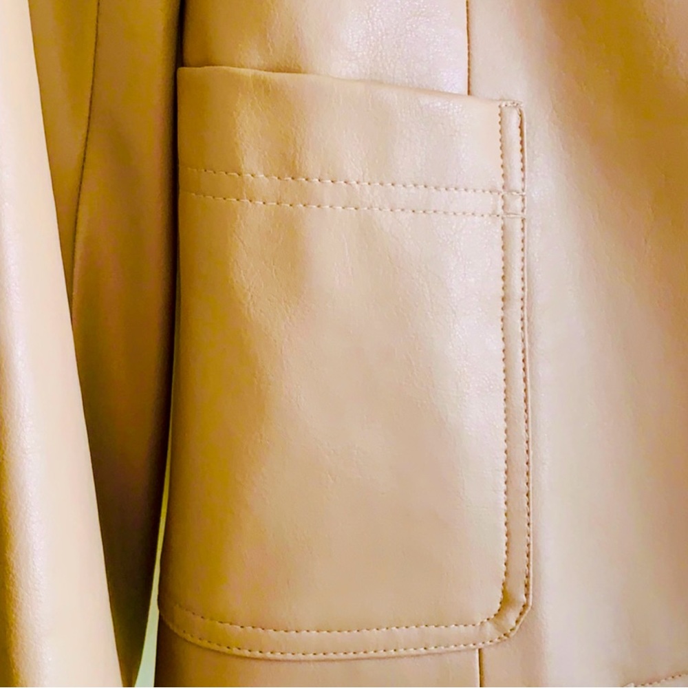 Zara Basic Light Cream Faux Leather Jacket - image 2